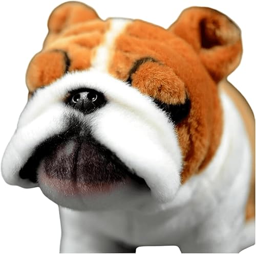 Miniatura 3 de lilizzhoumax Peluche Bulldog, juguete de peluche de perro de simulación, regalos suaves para niños, decoración del hogar de 11 pulgadas de largo