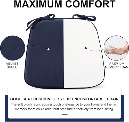 Miniatura 5 de LOVTEX Paquete de 4 cojines para sillas de comedor, cojines para sillas de cocina de 17 x 16 x 1.5 pulgadas, cojines para sillas de comedor con