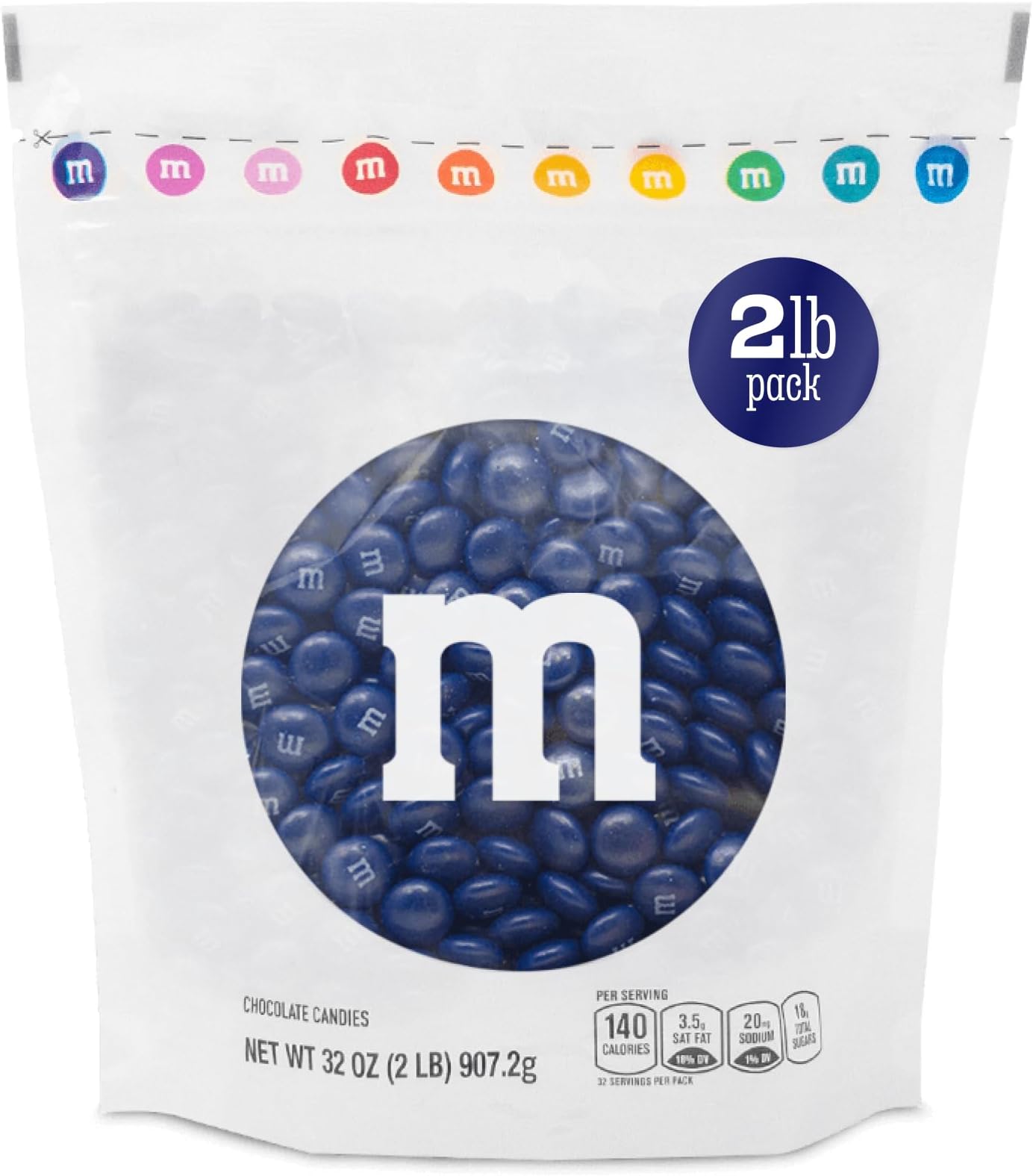 M&M’S WORLD Dark Blue Milk Chocolate Candy Bulk, 2lbs of M&M'S in Resealable Pack for Candy Bars, Birthday Parties, Graduations, Congrats Celebrations & DIY Party Favors