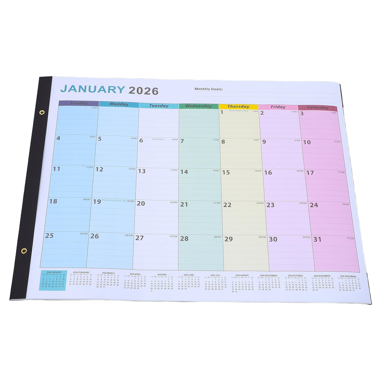 STOBAZA Calendario Mensile Calendario da Parete Jumbo in Rigida Poster di Pianificazione Mensile Organizzatore Annuale Visualizzazione Verticale per Ufficio e Casa