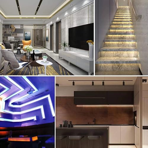 Miniatura 6 de MDee Tira de luz LED COB USB de 3.28 pies3.3 ft, cinta LED oculta de 0.197 in CC 5 V con 320 LEDsm para iluminación blanca cálida (4000 K).