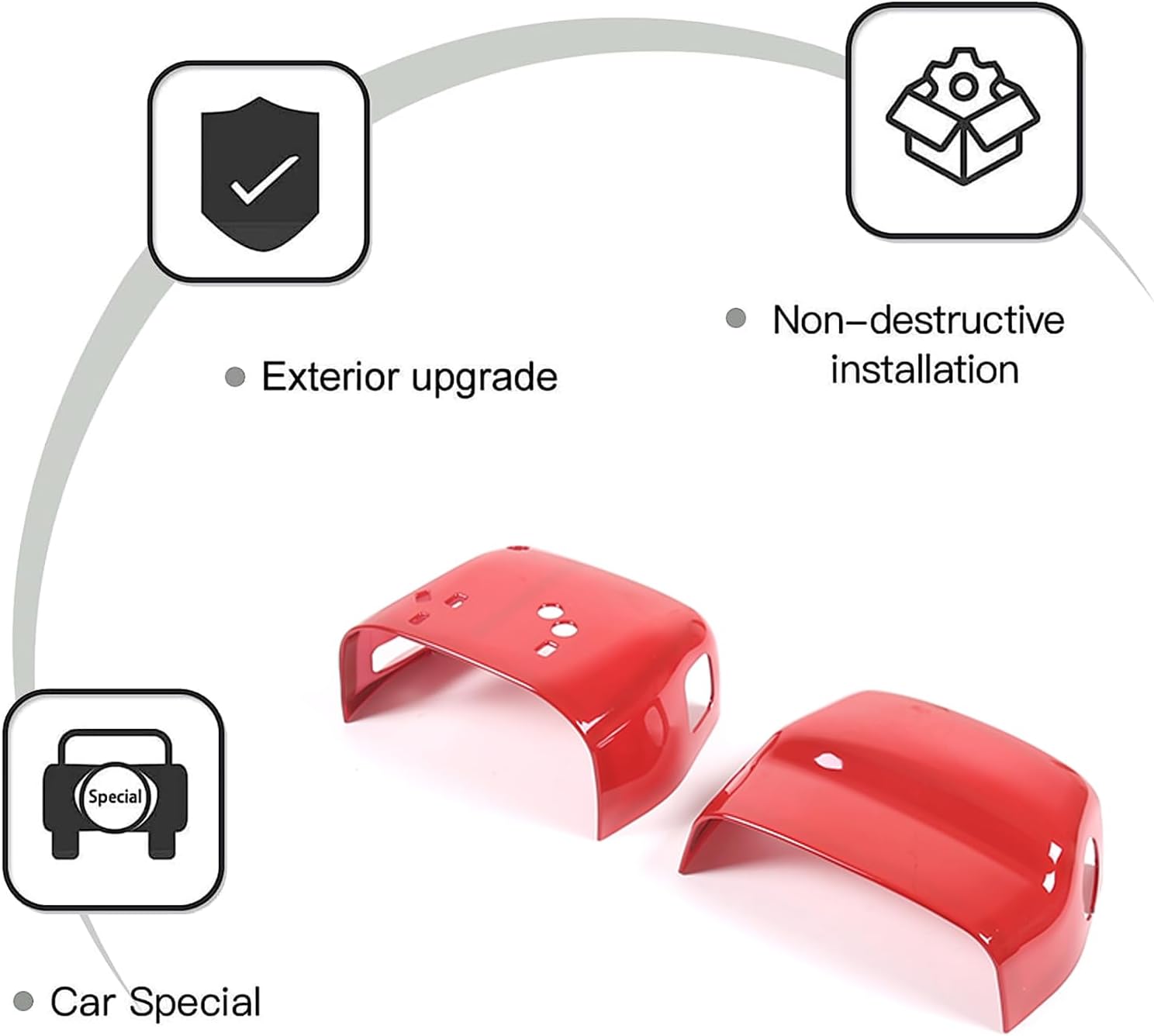 PIUGILH Car Interior Trim Base Cover for Corvette C6 2005-2013 Interior Accessories, ABS Base Upper Lower Trim Cover Kit, 2Pcs(Red)