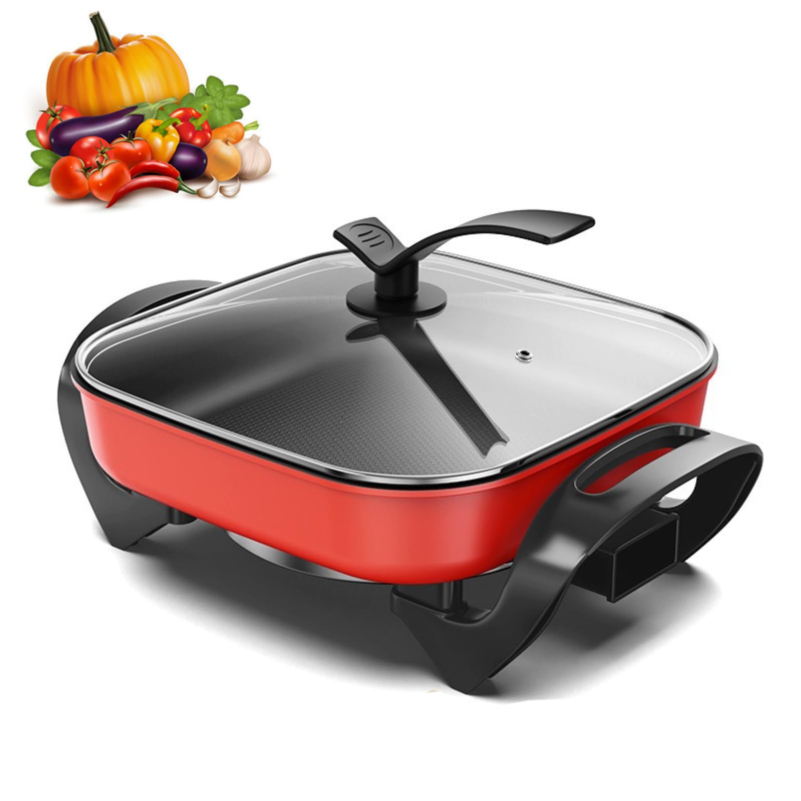 Cocoarm Pot cuisinière électrique multifonctionnelle antiadhésive Pot carrée mijoteuse mijoteuse (Prise européenne 220 V)