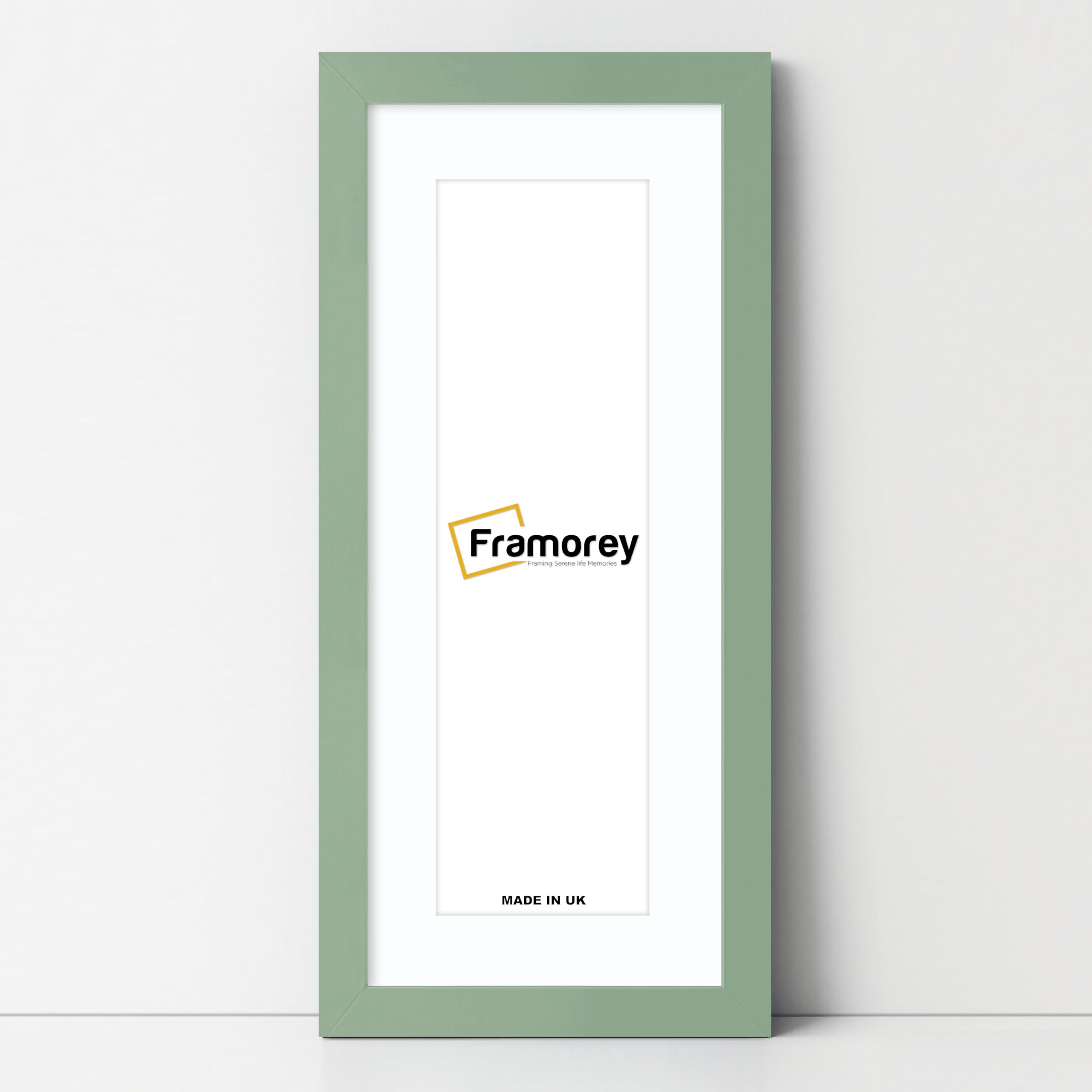 FRAMOREY Panoramic Style, Oxford Flat Wooden Effect Picture Frame, 30x16" Size Green Photo Frame With 26x12" Size White Mount, Handmade Frame, Wall Art Hanging Frame, Best Home Decor Frames
