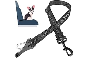 SlowTon No-Tangle Dog Seat Belt Leash with Reflective Bungee Buffer