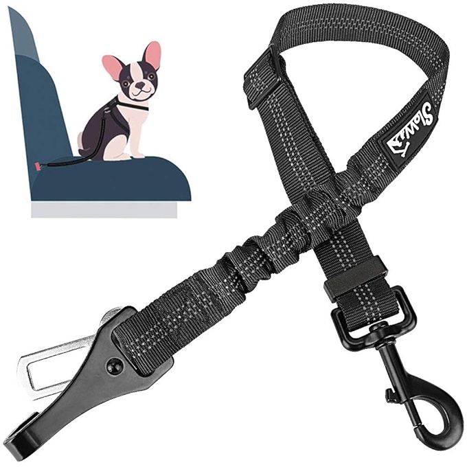 SlowTon 狗狗安全带，调节式车载安全带，弹性尼龙缓冲犬用座椅安全带，反光尼龙牵引带