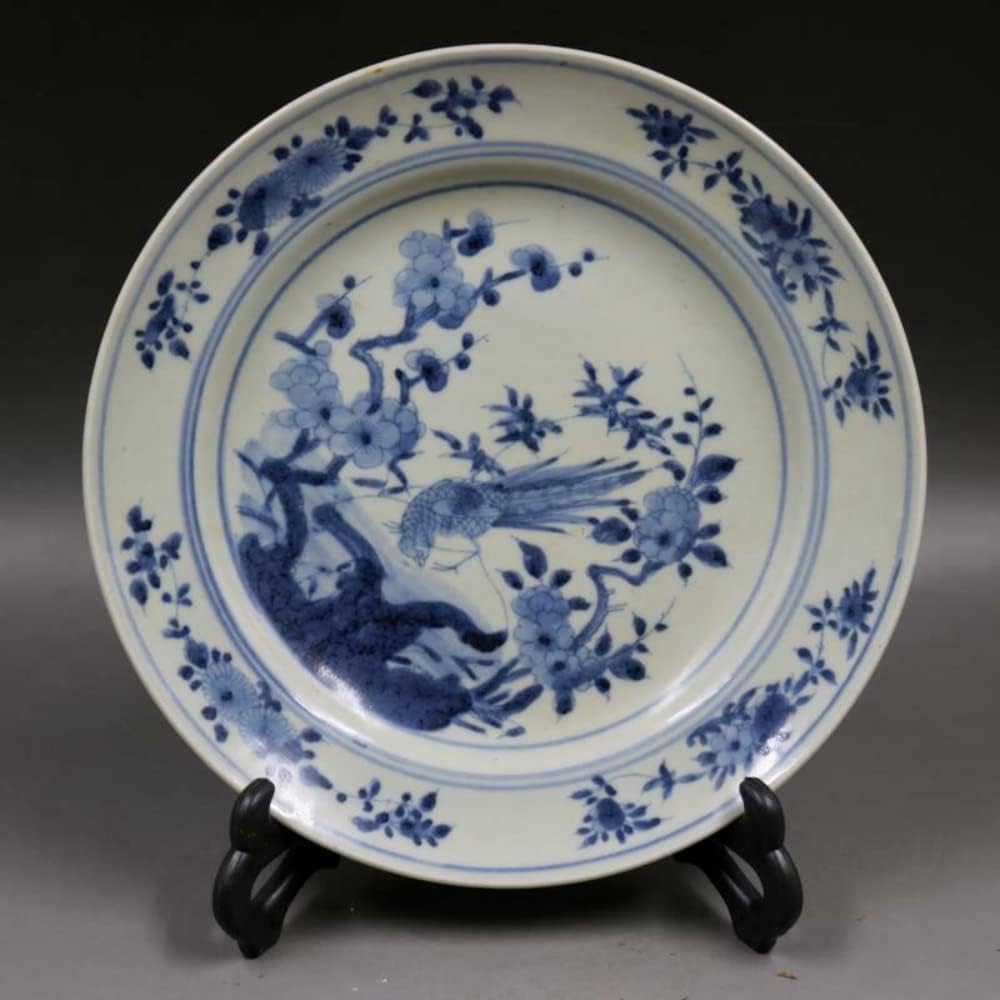 21cm Assiette à Motif De Fleur Et D’Oiseau en Porcelaine Bleue Et Blanche De Jingdezhen
