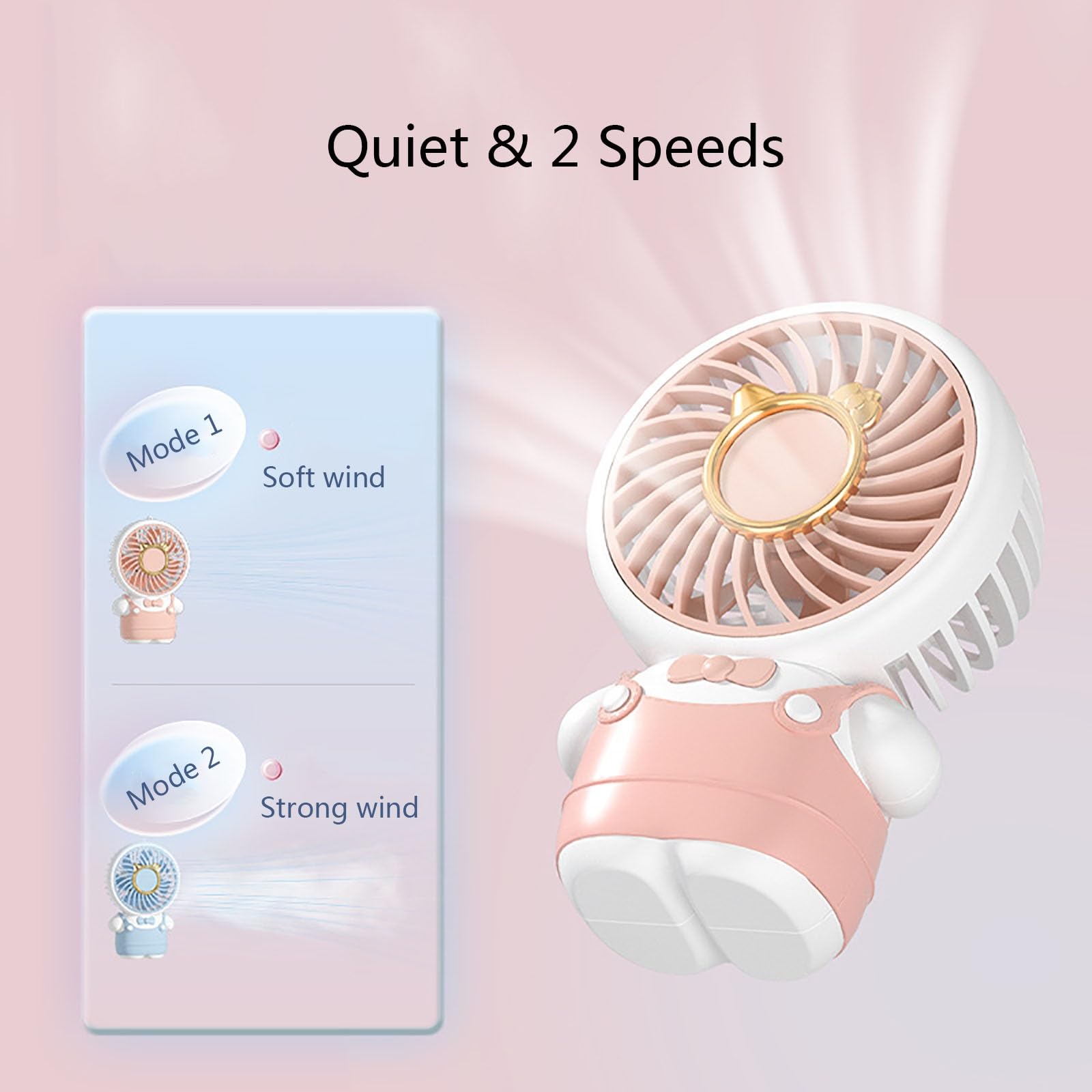Potente mini ventilatore portatile – Circolatore d'aria da tavolo ultra silenzioso, flusso d'aria grandangolare, portatile per casa, ufficio, viaggi – grazioso design viola