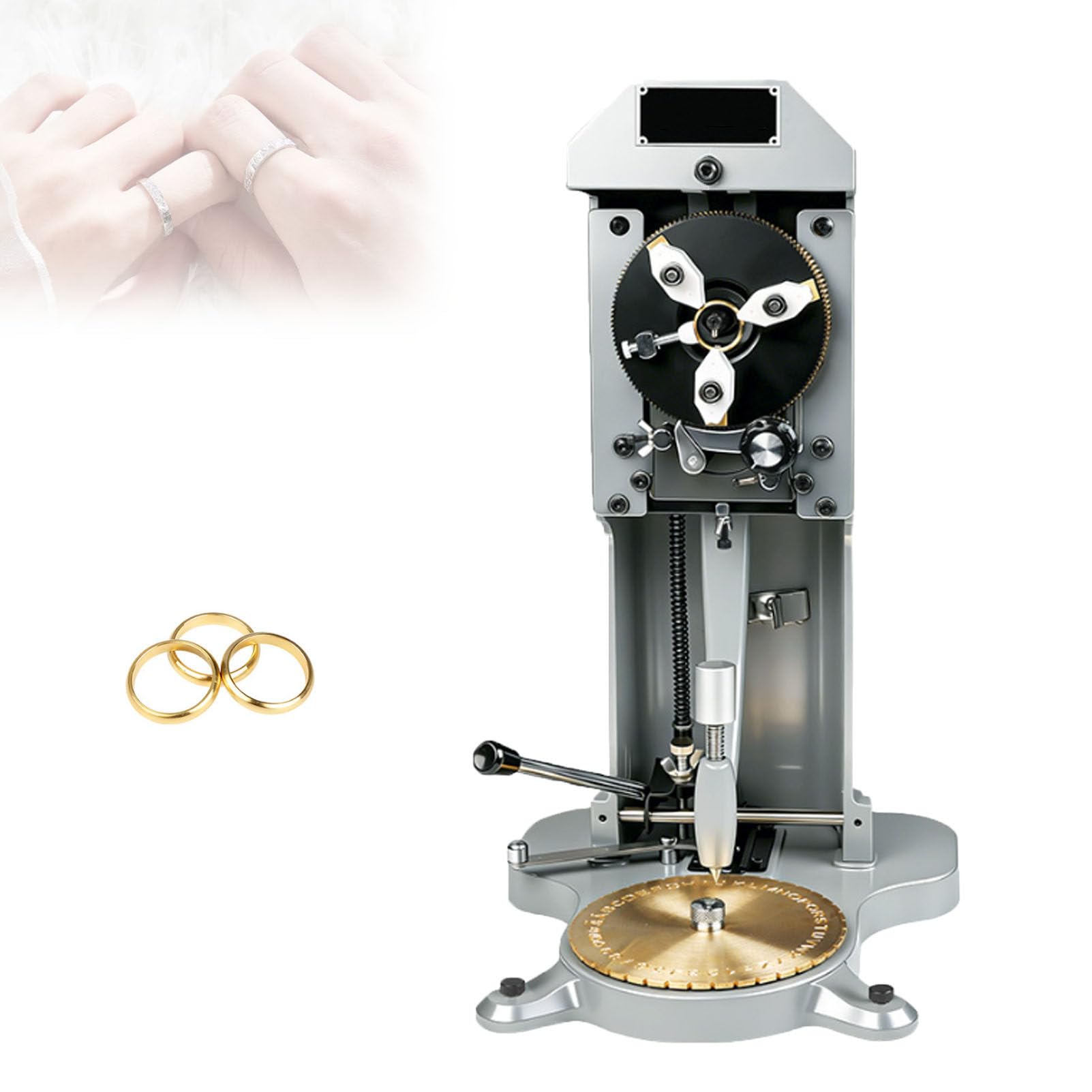 Pfps Professional Inside Ring Engraver w/Two Faces Standard Letter Block Dial, 1.5-2.0mm Character Stamper, Manual Inner Ring Engraving Tool for Gold Silver Rings