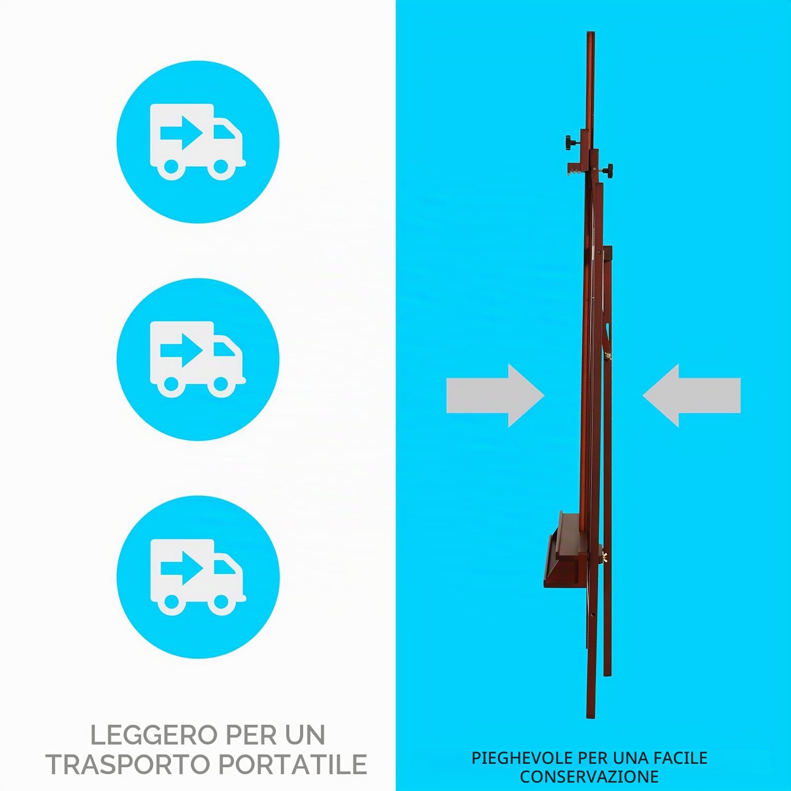 MEEDEN Cavalletto per Pittori Grandi in Noce Regolabile Cavalletto per Artisti in Legno Massello di Faggio, Cavalletto da Studio per Adulti con Portaspazzole, Supporta Tela fino a 122cm