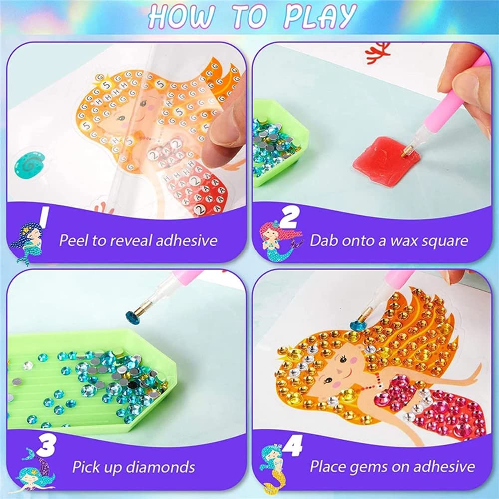 Kit Di Pittura Con Diamanti 5D Per Bambini – 24 Adesivi Mosaico Fai Da Te | Attività Creativa Per Ragazze E Principianti, Arte Antistress Con Diamanti Colorati - 4