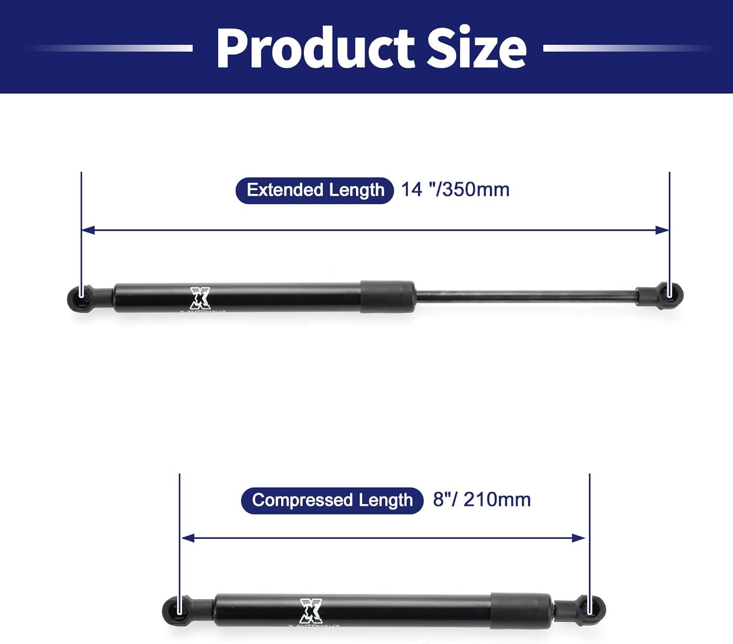 X AUTOHAUX 2Pcs 14 Inch 72 Lbs/ 320N Black Lift Supports Struts Shocks Gas Spring Universal for RV Car Truck Boat