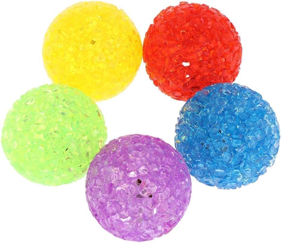 SquarezhenBo 5 Pcs Cat Bell Crystal Ball Sound Pet Game Kitten Plastic Interactive Rattle for Indoor Cats Balls with Bells Teaser Cat Toys for Bored Indoor Adult Cats