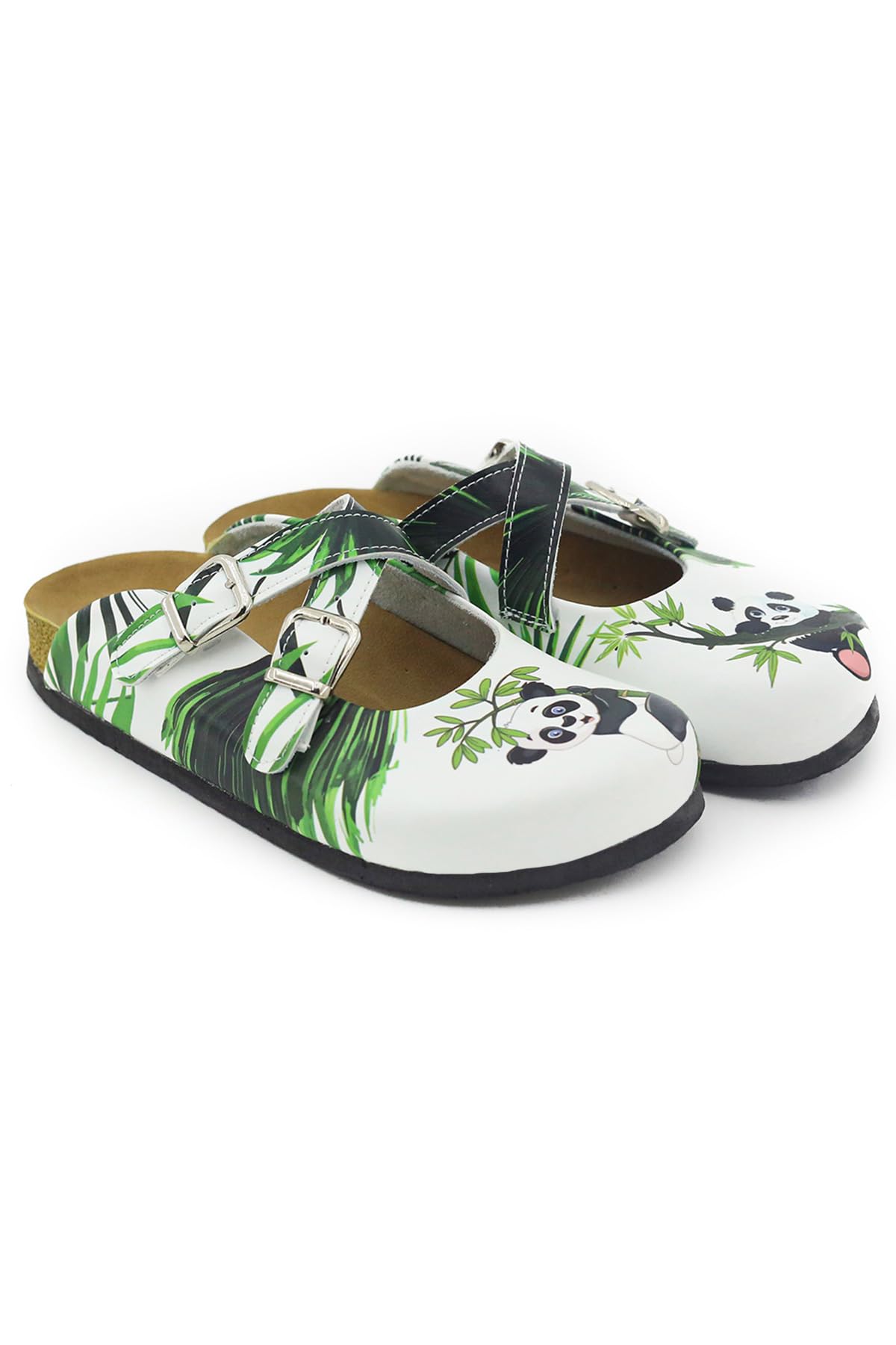 Terlik Sabo Cork Sole ST170 Sabots Mules Chaussons Chaussures en Cuir, Femme