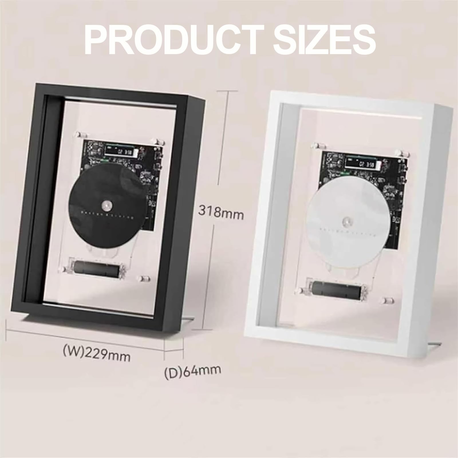 Lettore CD montabile a parete con telecomando, uscita Bluetooth e AUX, cornice decorativa per foto, musica per casa, ufficio e corridoio, decorazione da parete, elegante e funzionale