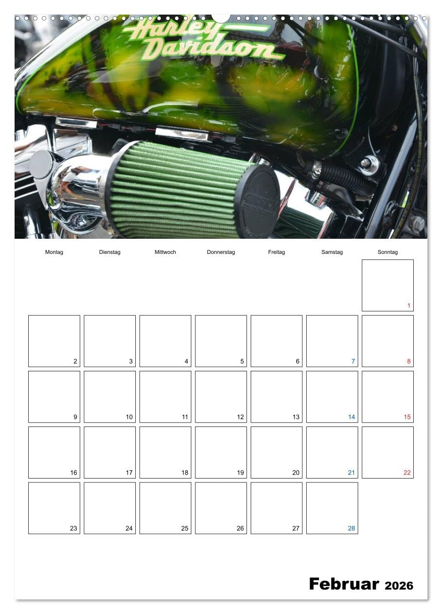 Harley Davidson Familienplaner (hochwertiger Premium Wandkalender 2026 DIN A2 hoch), Kunstdruck in Hochglanz: Familienplaner für Harley-Fans (CALVENDO Hobbys)