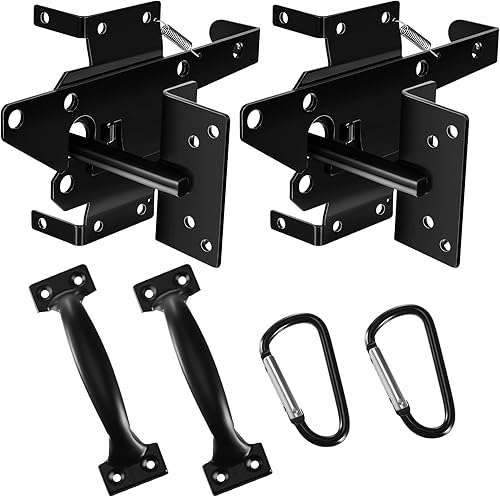 Zonon 2 juegos de pestillos de puerta autoblocantes resistentes para montaje en poste de palanca de gravedad automática, kit de herrajes para