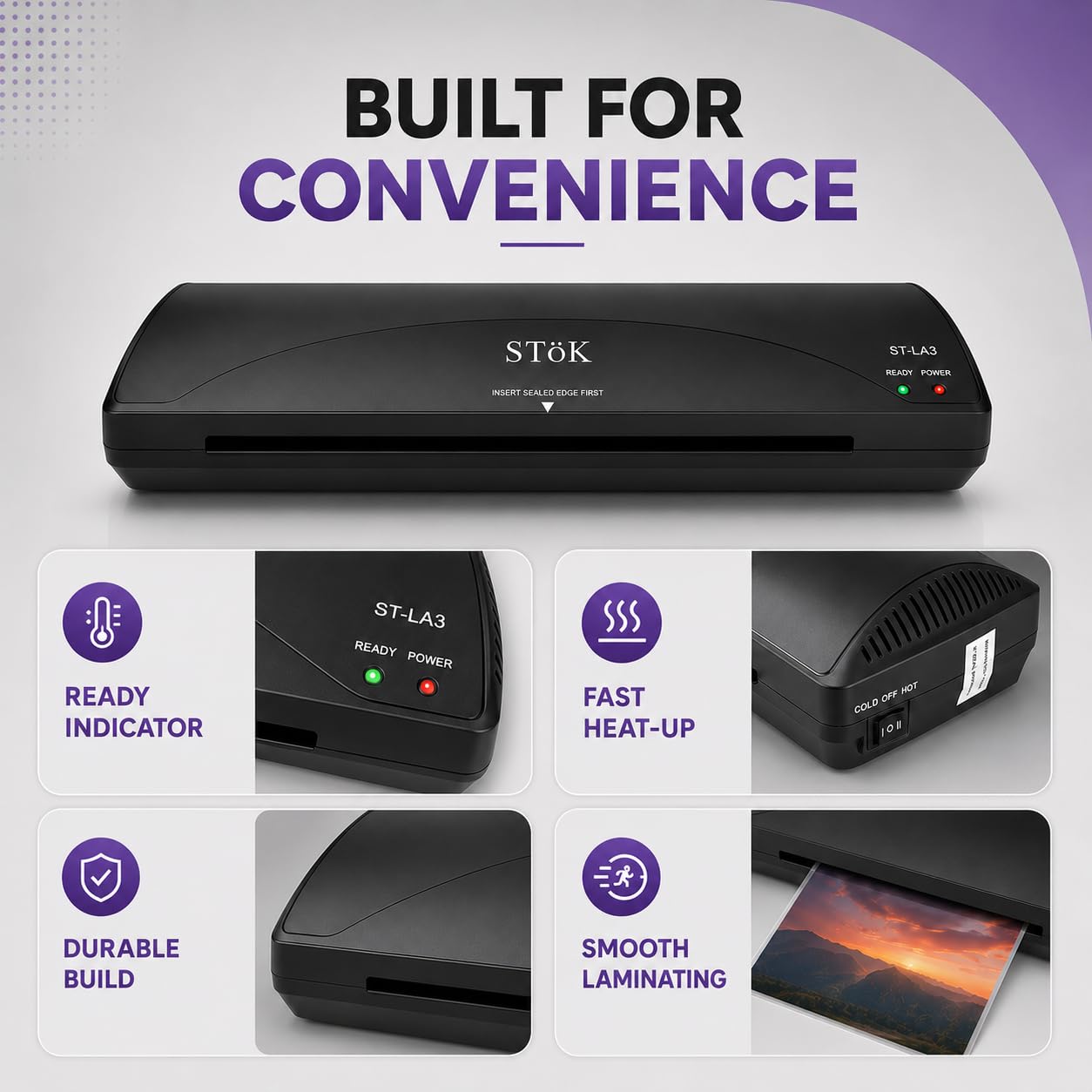 SToK (ST-LA3) 12-Inch Dual Mode Lamination Machine for Home, Office & School with Hot & Cold Functions | Fits All A3 & A4 Pages (1 Year Warranty) 2