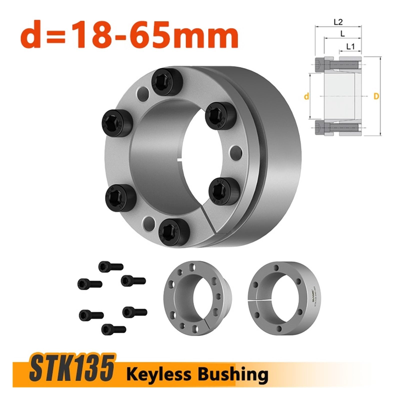 Douille d'extension Couplage 1 unité STK135 connexion de moyeu sans clé axe tension dispositif montage verrouillage manchon expansion couplage diaphragme disque ID 18-65 mm (STK135-32x60x31mm)