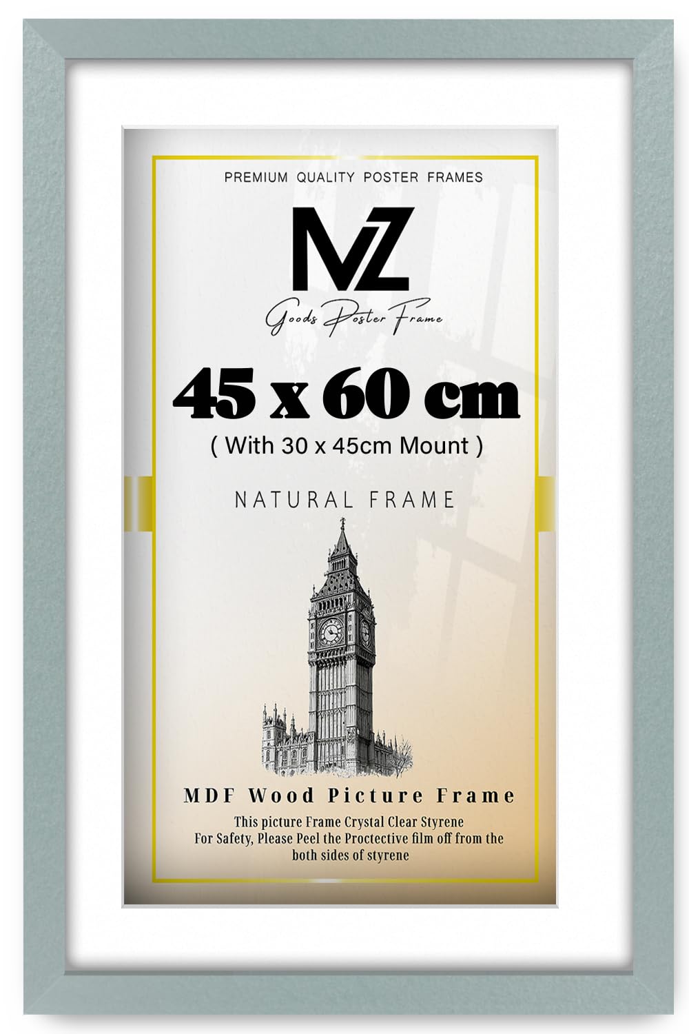 Mz Goods Silver | Mdf Minimalist Picture Frame (45 X 60 Cm) With (17.71 X 11.81 Inch) White Mount Wall Display | 24 Inch X 18 Inch Diploma, Certificate, Artwork, Decorative Frame [ ]