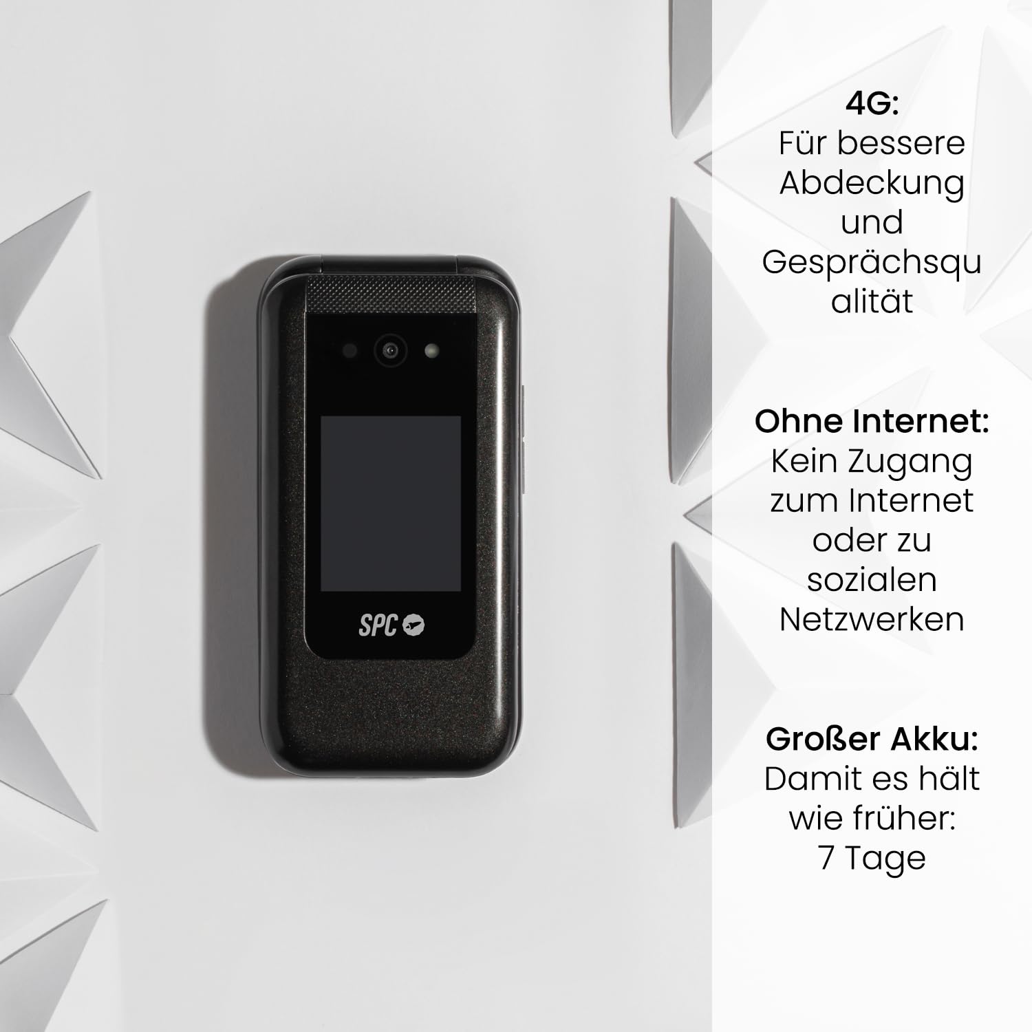 SPC WILD - Einfaches Klapphandy für Digitalpause/Einstieg, Schwarz