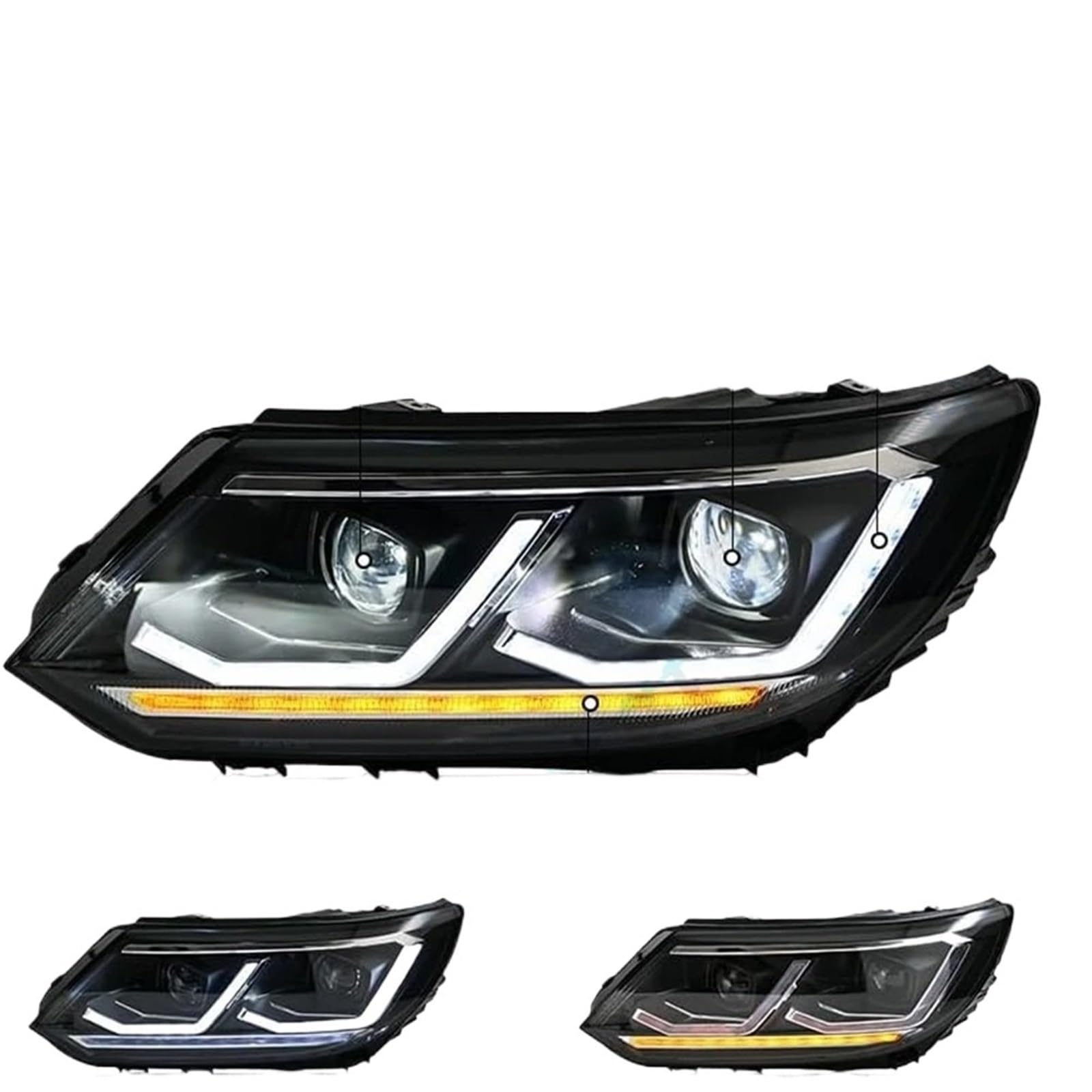 Faro Anteriore per VW ES SEL Line 2013-2017, luci Anteriori, indicatori di direzione, luci diurne, Coppia di fari Anteriori (Modello con Guida a Destra)