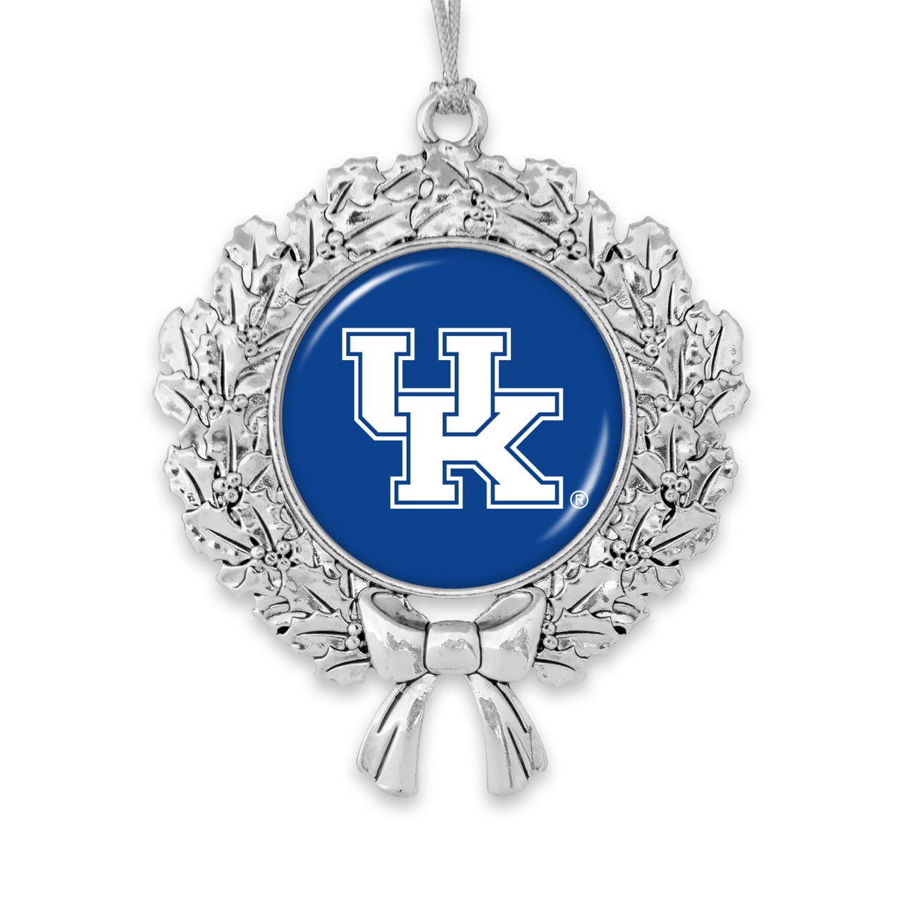 From the Heart Enterprises Kentucky Wildcats Wreath with Team Logo Silver Metal Christmas Ornament Gift Tree Decoration UK