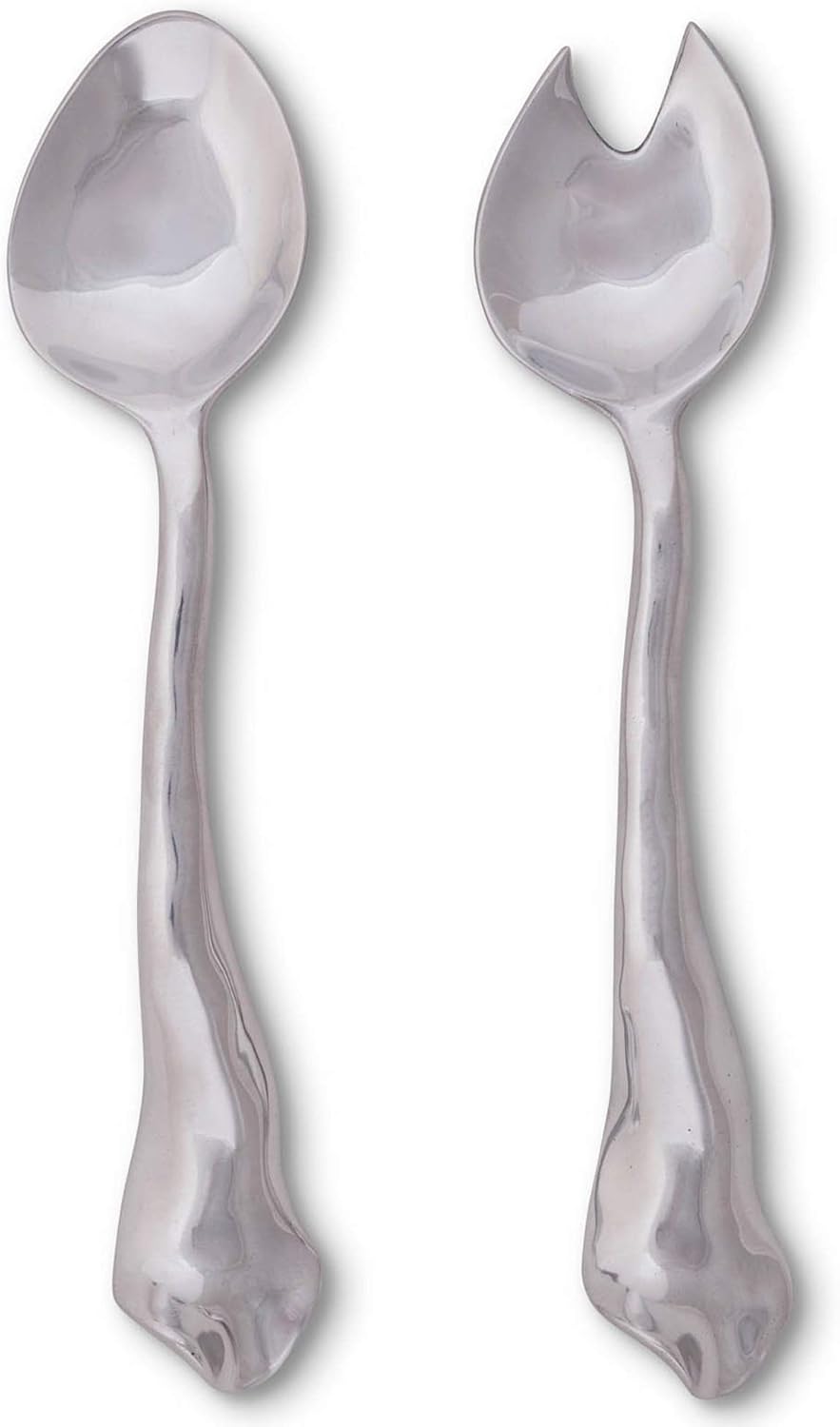 Arthur Court Modern Aluminum Salad Serving Spoon and Salad Serving Fork, Salad Servers Set Carmel Collection 11 inch Long
