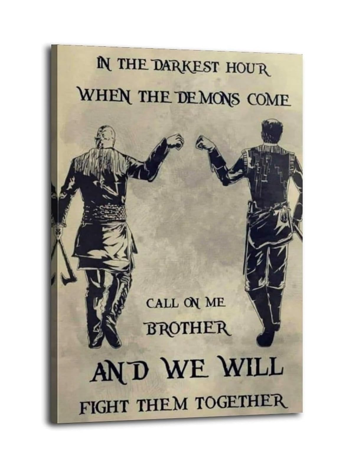Llbogrggn Framed Brothers For Life Wall-Art, Unbreakable Bond Poster, Masculine Motivational Print For Office, Bar, Game Room(,08X12inch(20X30cm))