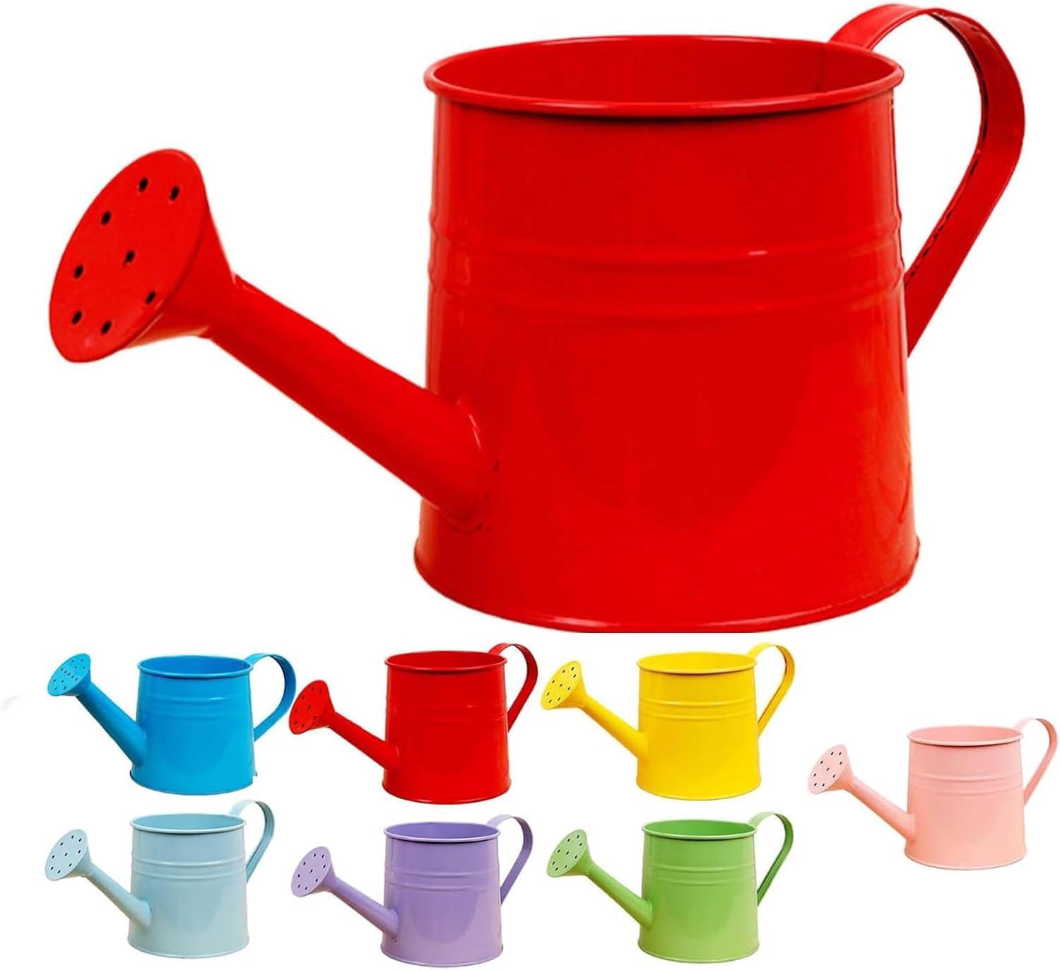 Small Watering Can, 1L Metal Flower Garden Watering Can with Handle, Gardening Tool Accessories Sprinkling Can for Kids Outdoor Indoor Plants Lawn (Red)