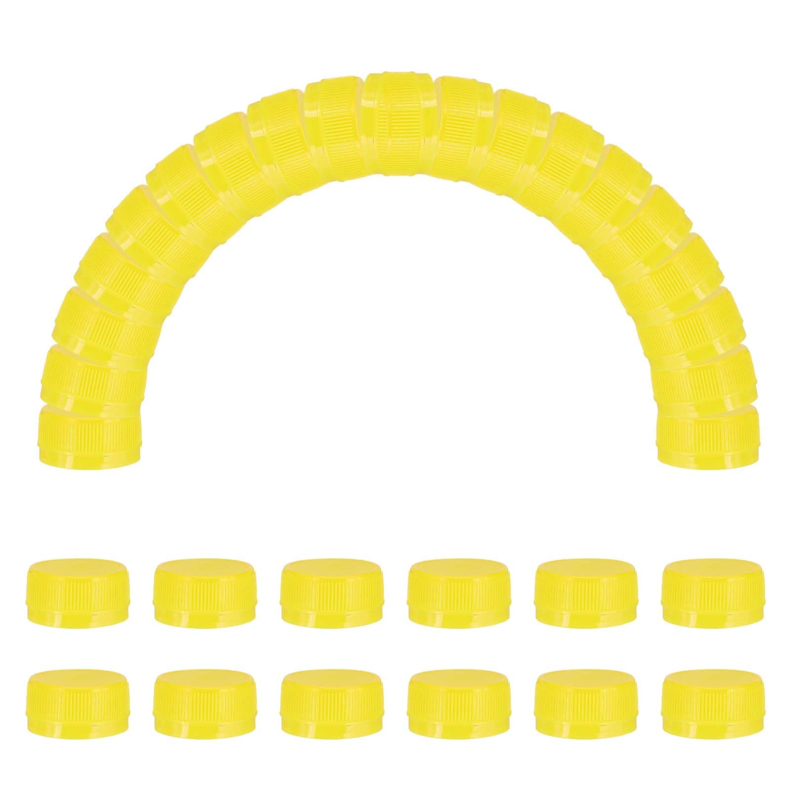 sourcing map 50pcs Plastic Bottle Caps Bottle Screw Lid Top Light Yellow