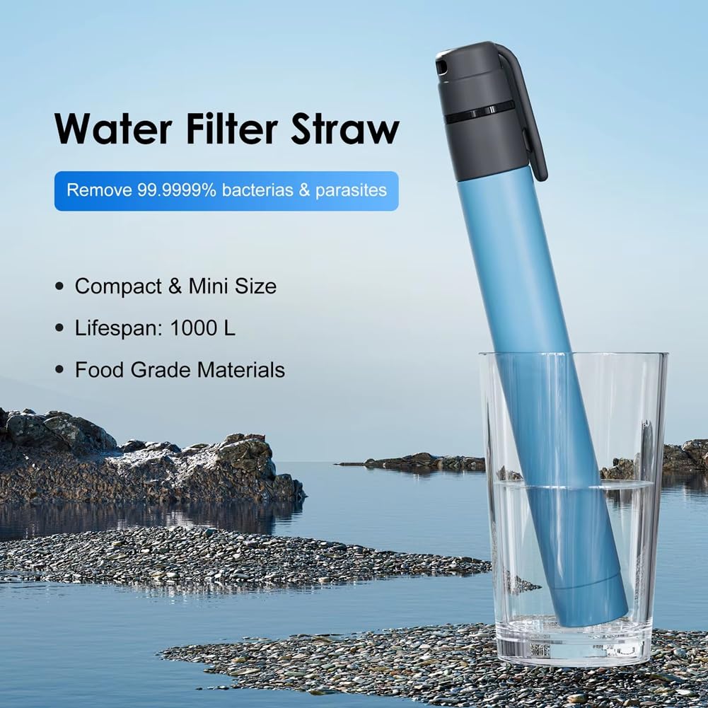 Paille Filtrante Portable pour l'eau, Purificateur d'eau pour Le Camping et la Randonnée