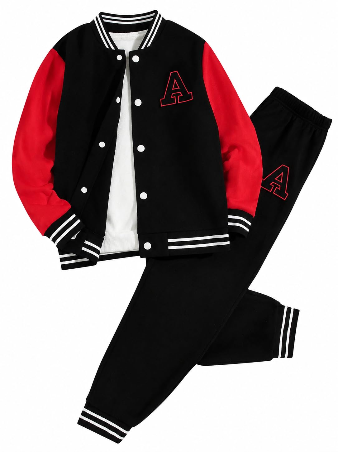 Cakaner Boys Color Block Button Down Shirt and Jogger Pants Button Up Sweatsuits Sets (Size: 5-12T)