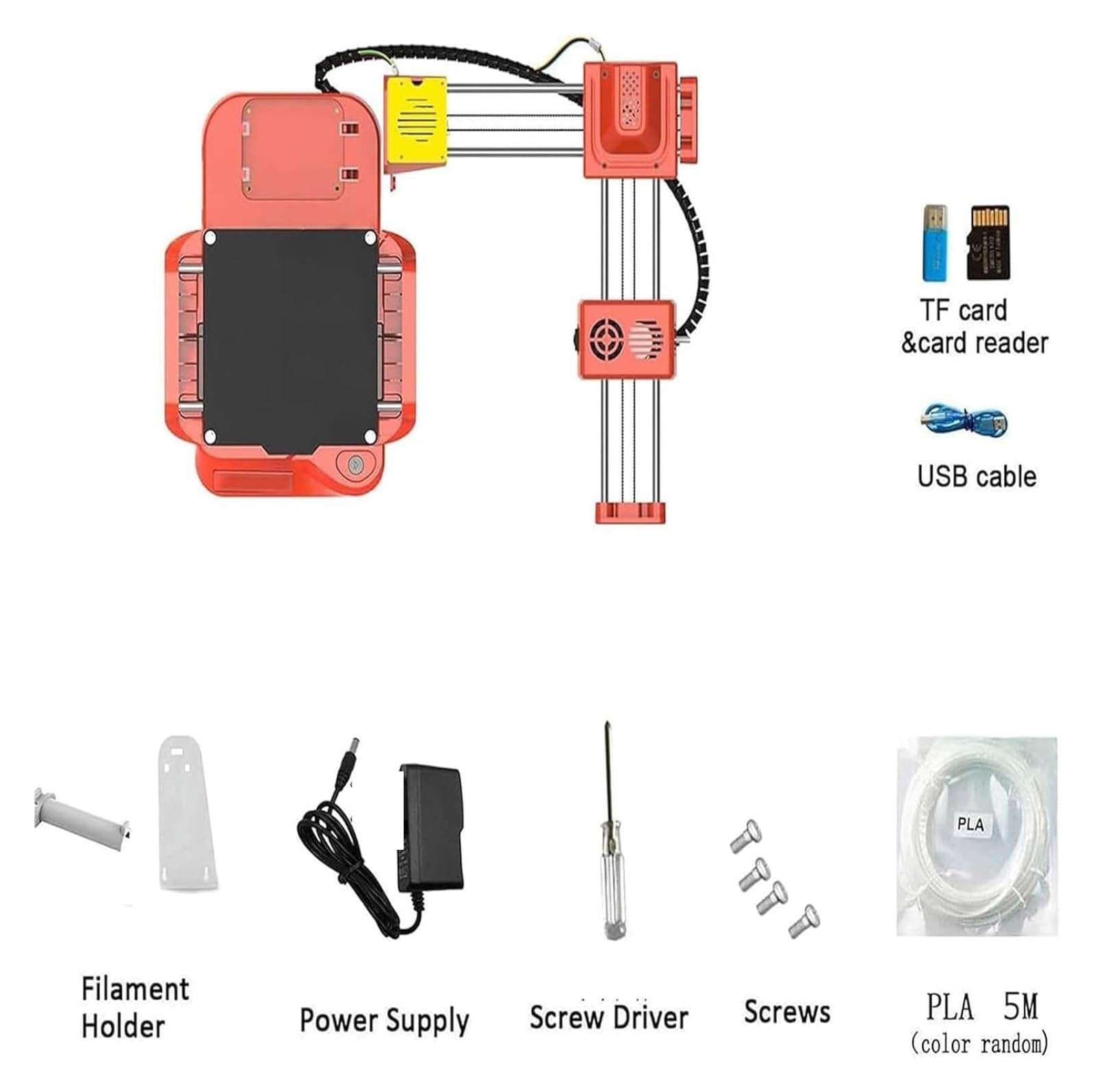 Mini stampante 3D portatile for principianti e studenti - Area di stampa 100x100x100 mm, completamente open source, funzionamento silenzioso.(Black)