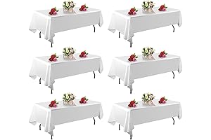 White Tablecloths for 6 Foot Folding Tables (Pack of 6)