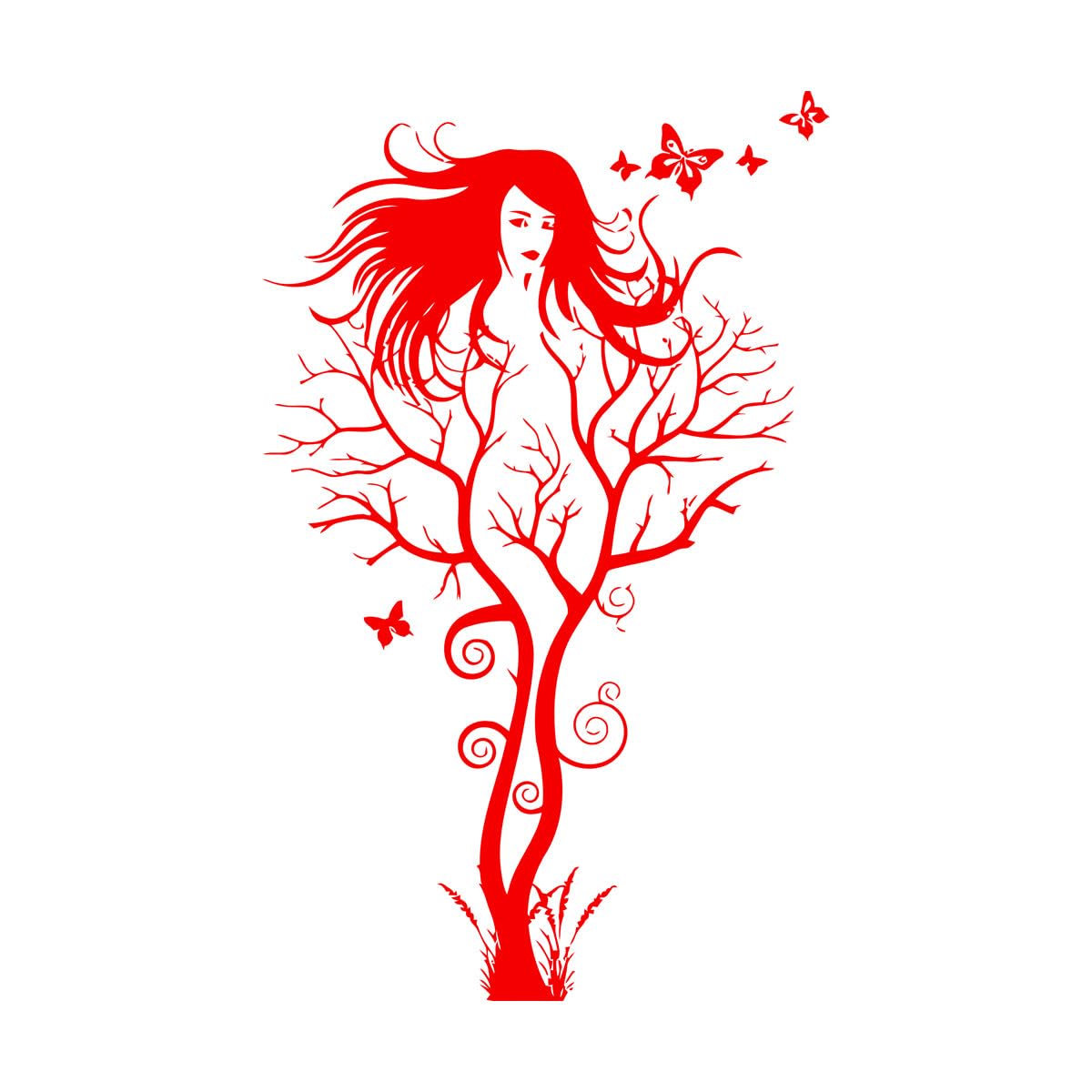 Wall Vinyl Sticker Decor Abstract Hot ​Sex Appeal Girl Tree Modern Cool 72x114.6cm Removable Without Leaving Glue Extra Large red — image 1