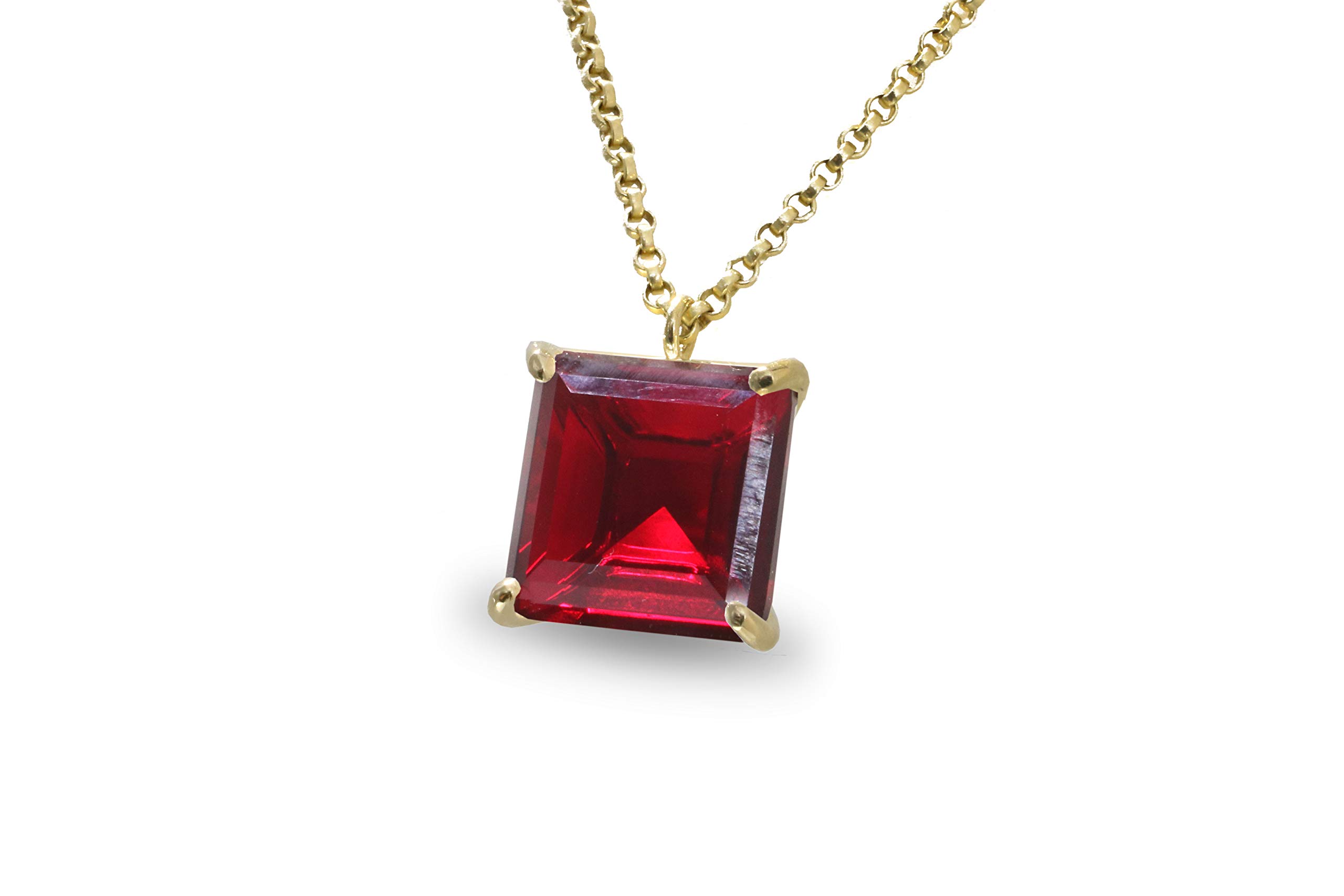 14k Gelb Gold Vibrierende Granat Halskette - Handwerker Halsketten für Frauen - Alltags Schmuck, Mode, Januar Geburtsstein Halskette - Maßgeschneiderte Schmuck Geschenke für Mama, Schwester, Ehefrau