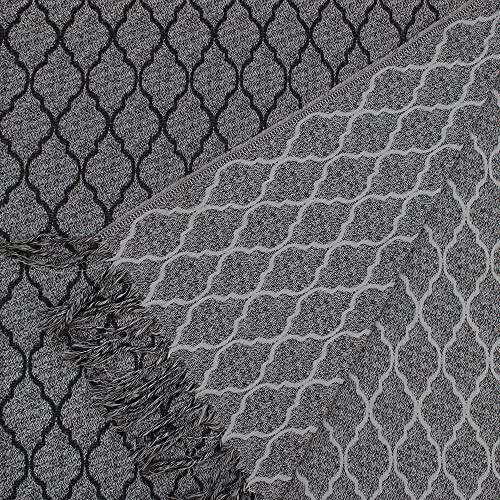 Manta Para Sofá Poltrona 1,40 x 2,10 Jacquard Enfeite Dupla Face Cinza