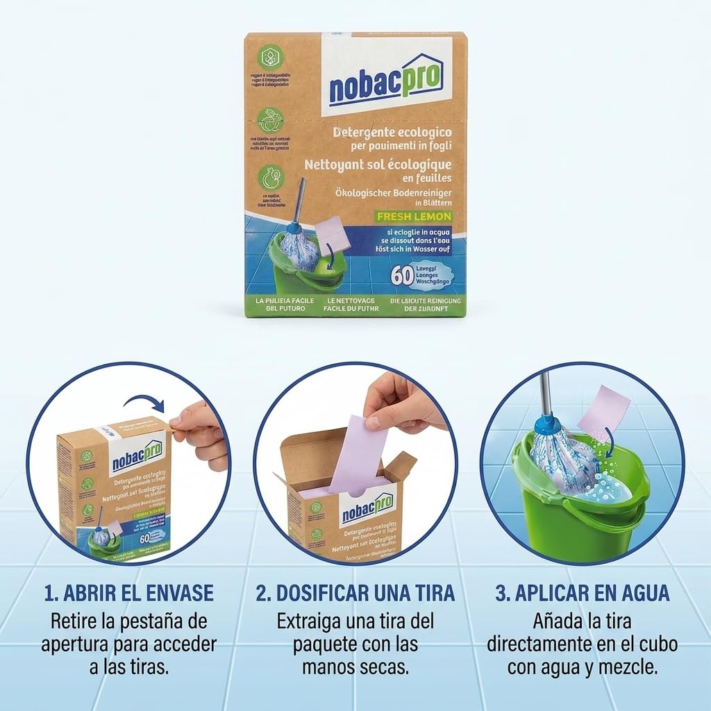 Detergente per pavimenti in strisce al limone, detergente concentrato per pavimenti, facile dissoluzione, pulizia profonda, fino a 1200 lavaggi