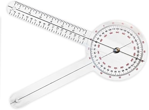 Rehabilitation Advantage Goniómetro plástico de 12" ISOM de 360 grados, transparente