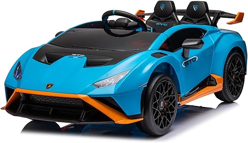 Blitzshark Coche de paseo para niños de 24 V, potente 4WD compatible con Lamborghini auto eléctrico motorizado a batería, control remoto,
