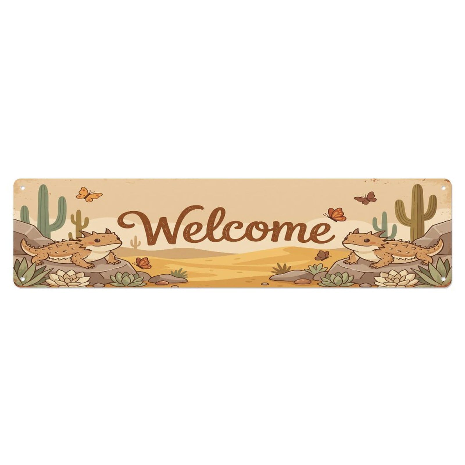 Vintage Welcome Horned Lizard Desert Metal Tin Sign