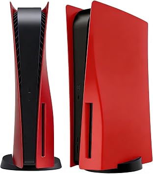 arVin Replacement Side Shell Plate for PS5, Replacement Cover for PS5 Disc Version Console, Dustproof Accessories for PS5 Console, ABS Case Red, Disc Version
