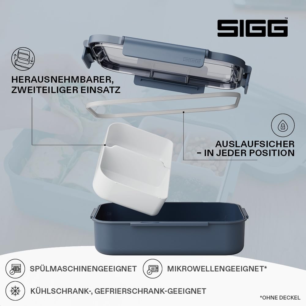 Sigg - NIMO Lunchbox L - Auslaufsicher - Trenner - Mikrowellen- & Spülmaschinengeeignet - BPA-frei - Leicht - Swiss Design - Für Arbeit & Schule - 1.3 L