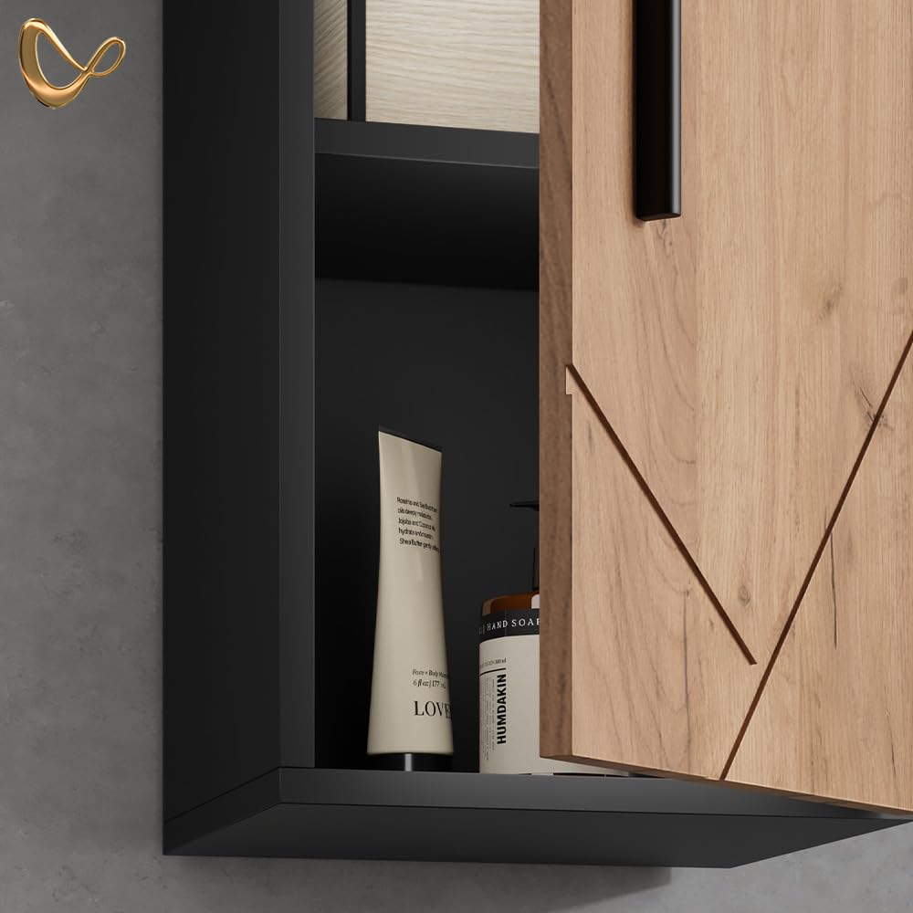 Livinity Armario de baño Ronco, Oro Power Roble/Antracita, 30 x 59 cm