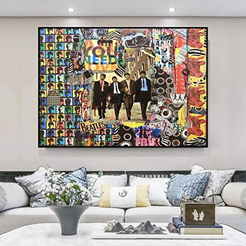XuFan British Rock Band Beatles Abstrait Graffiti Mur Art Toile Peinture Moderne Affiche et Imprime des Images dans Le salon décor à la Maison 50x70cm sans Cadre - Les Beatles, Paul McCartney, John Lennon, RIngo Starr, George Harrison XuFan British Rock Band Beatles Abstrait Graffiti Mur Art Toile Peinture Moderne Affiche et Imprime des Images dans Le salon décor à la Maison 50x70cm sans Cadre – Image 3