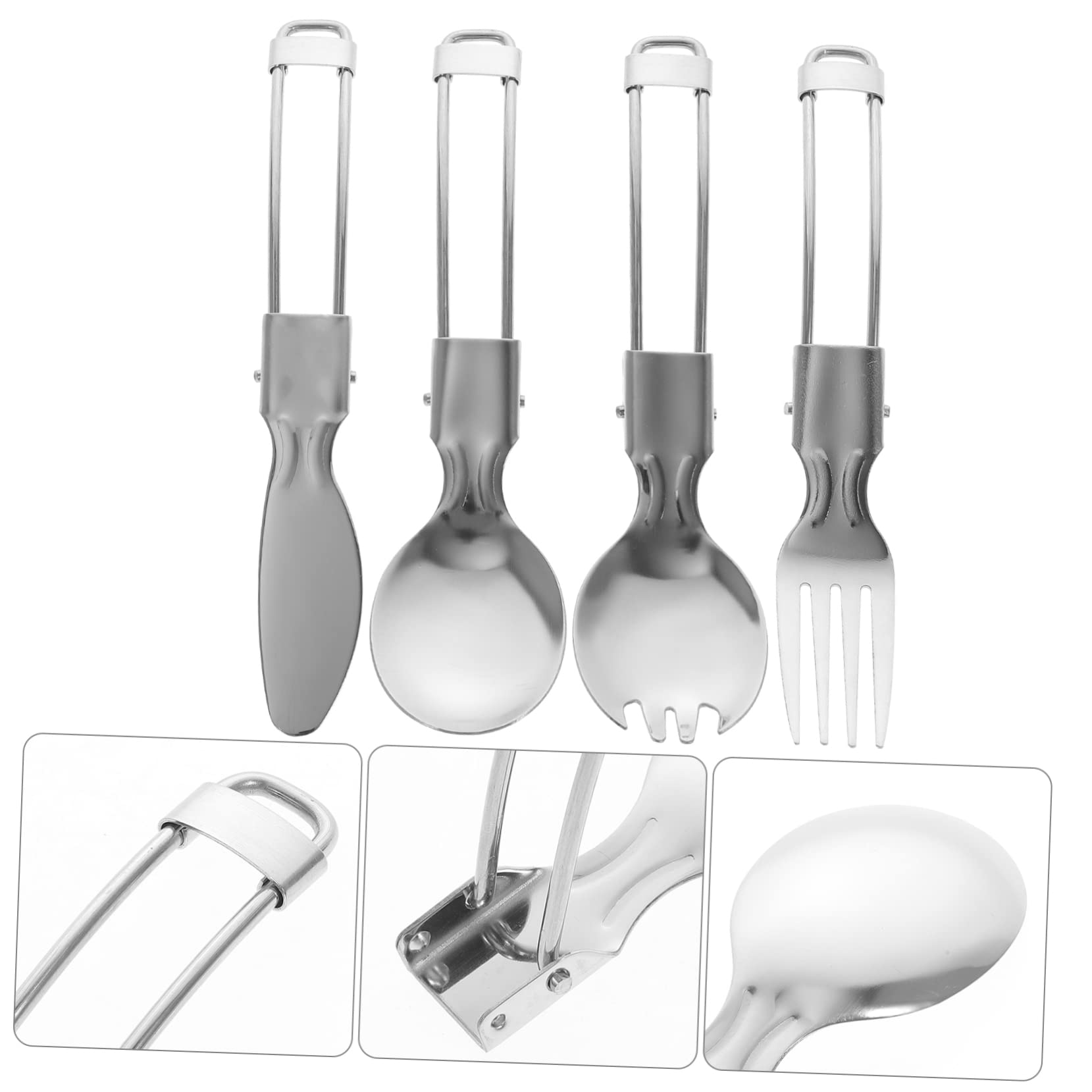 Toddmomy 3 Set Set di stoviglie pieghevoli Portatile campeggio cucinando forchetta con utensile argenteria pieghevole da viaggio posate pieghevoli per esterni Acciaio inossidabile Argento