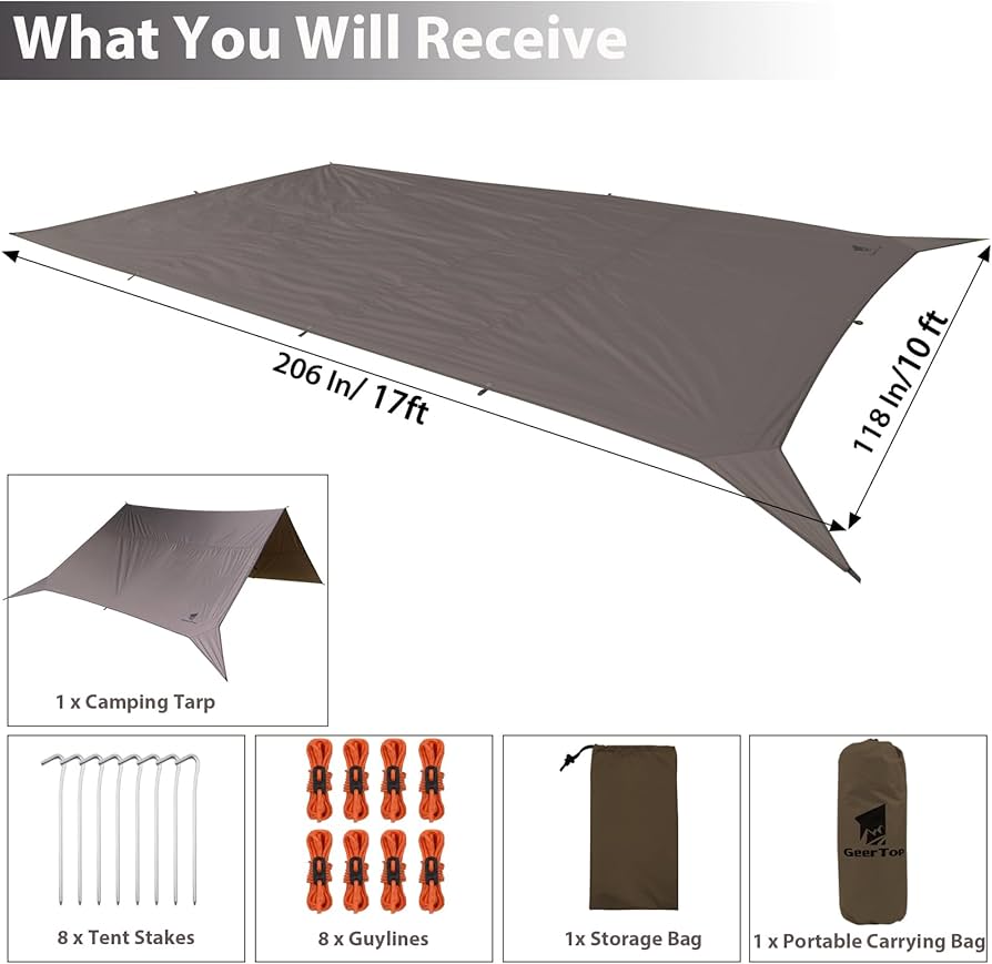 Amazon.com: GEERTOP 17 x 10 ft Camping Tarp Lightweight Large