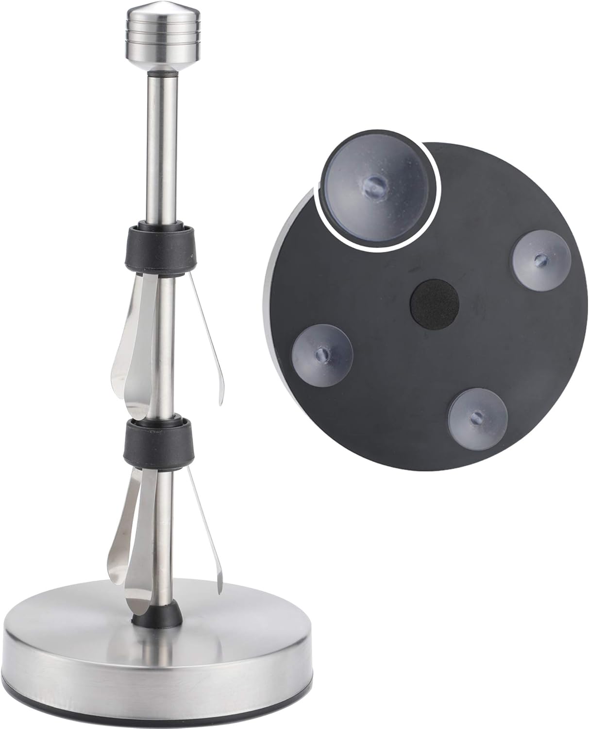 Suction Cups Paper Towel Holder - Weighted Paper Towel Holder 13 inch, One Handed Tear Stainless Paper Towel Stand for Home Kitchen Countertop