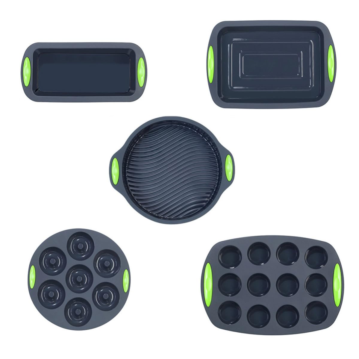 Set de 5 Moldes de Silicona para Repostería, Reutilizables y Resistentes al Calor, Ideales para Hornear Cocina
